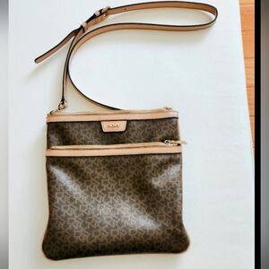 DKNY Brown and Tan Crossbody Bag